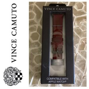 Vince Camuto Fashion Leather Band For Apple Watch Burgundy 42/44/45MM
